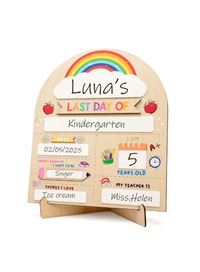 Chielor My First Day of School Sign 12"x10", First and Last Day of School Board, Wooden Preschool Kindergarten Photo Prop – Reusable Rustic Classroom Decor for Teacher Student Gift - Image 1
