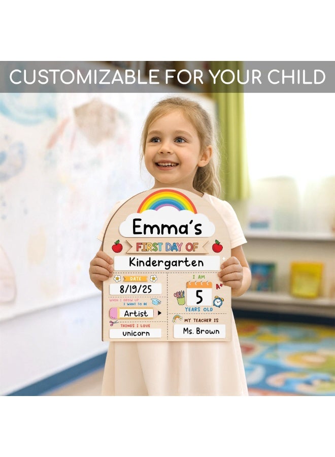 Chielor My First Day of School Sign 12"x10", First and Last Day of School Board, Wooden Preschool Kindergarten Photo Prop – Reusable Rustic Classroom Decor for Teacher Student Gift - Image 3