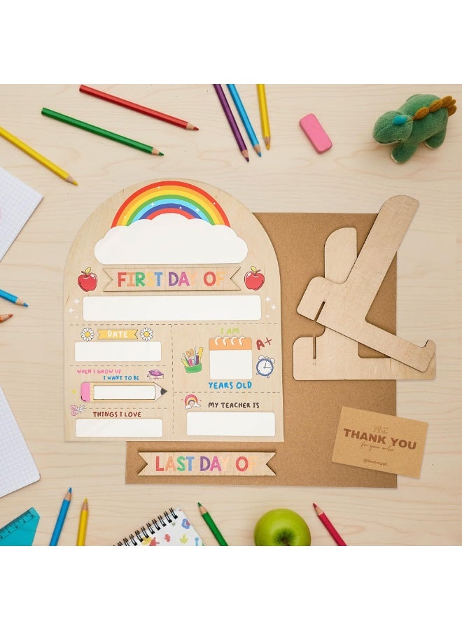 Chielor My First Day of School Sign 12"x10", First and Last Day of School Board, Wooden Preschool Kindergarten Photo Prop – Reusable Rustic Classroom Decor for Teacher Student Gift - Image 5