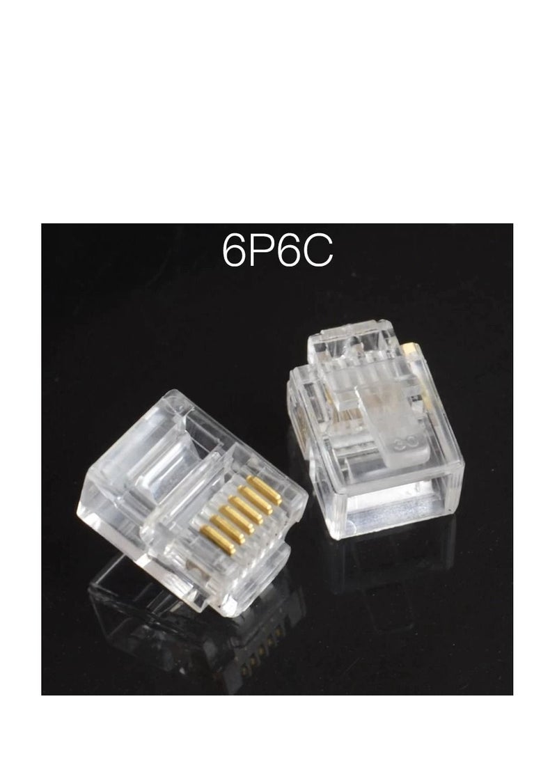 DKURVE - Telephone Plug 6P6C RJ12 Modular Plug Telephone Cord Connector - Pack of 50 - Image 1
