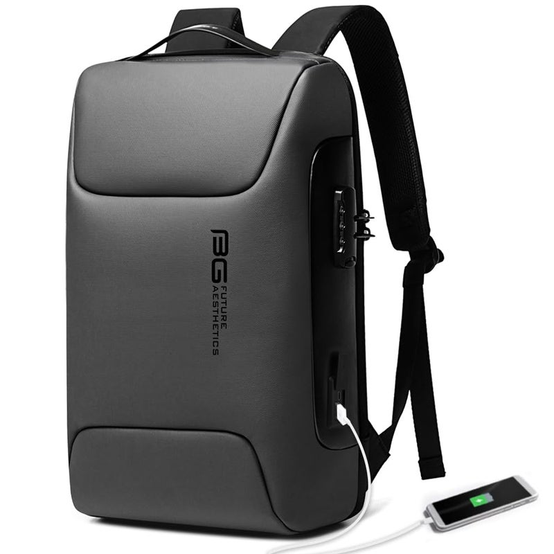 BANGE Anti Theft BackpackBusiness Backpacks with USB Charging Port Slim Laptop Back Pack Fit for 156 INCHMen Travel Backpack with Water Bottle Holder for Men and Women