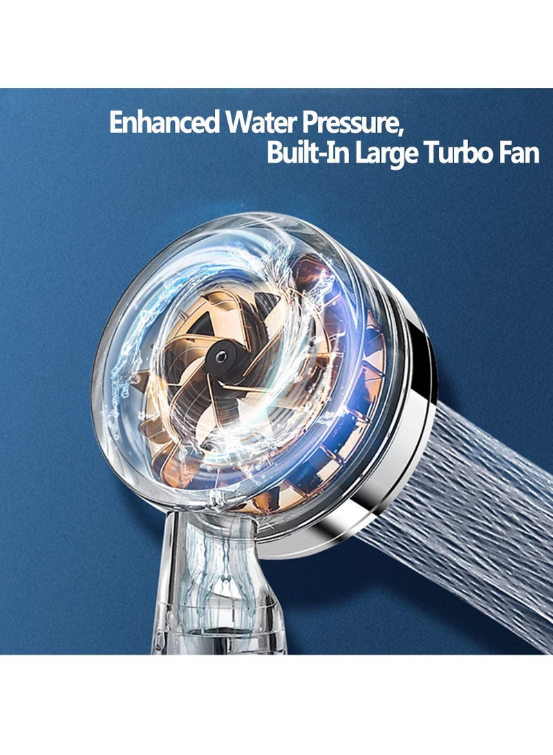 SYOSI Shower Head, Shower Head with Hose, Handheld Turbocharged Pressure Propeller Shower, Turbo Spa Massage Shower Head - Image 4