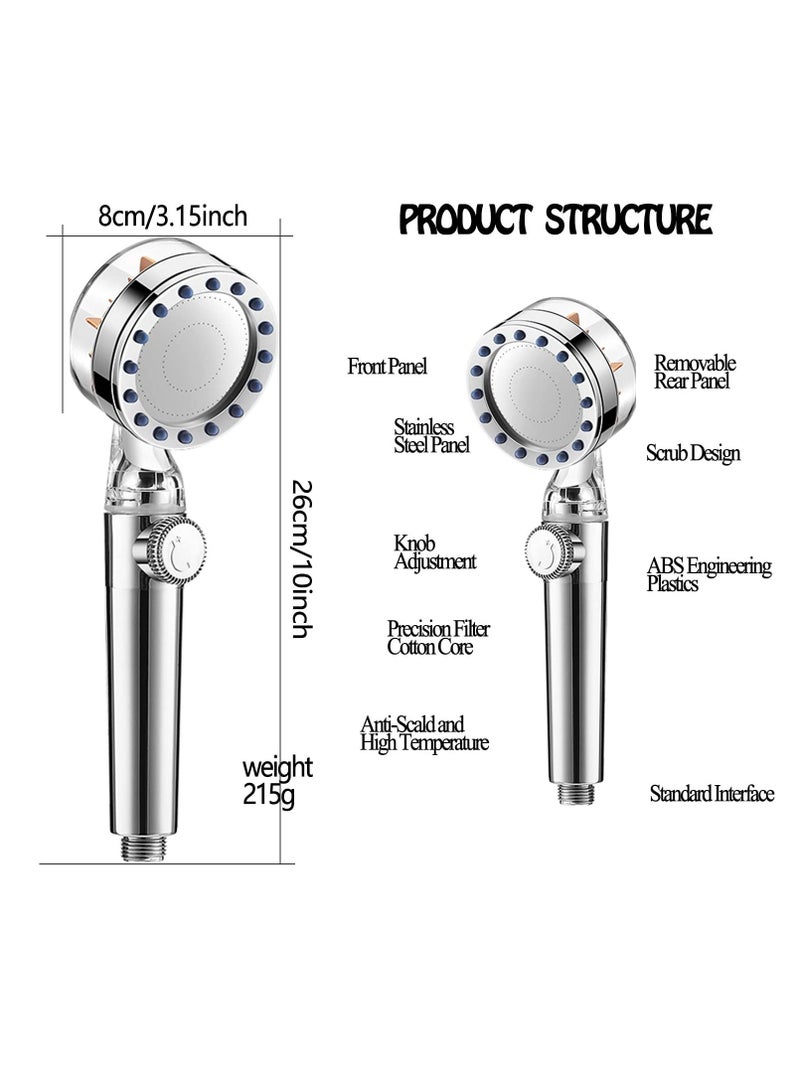 SYOSI Shower Head, Shower Head with Hose, Handheld Turbocharged Pressure Propeller Shower, Turbo Spa Massage Shower Head - Image 3