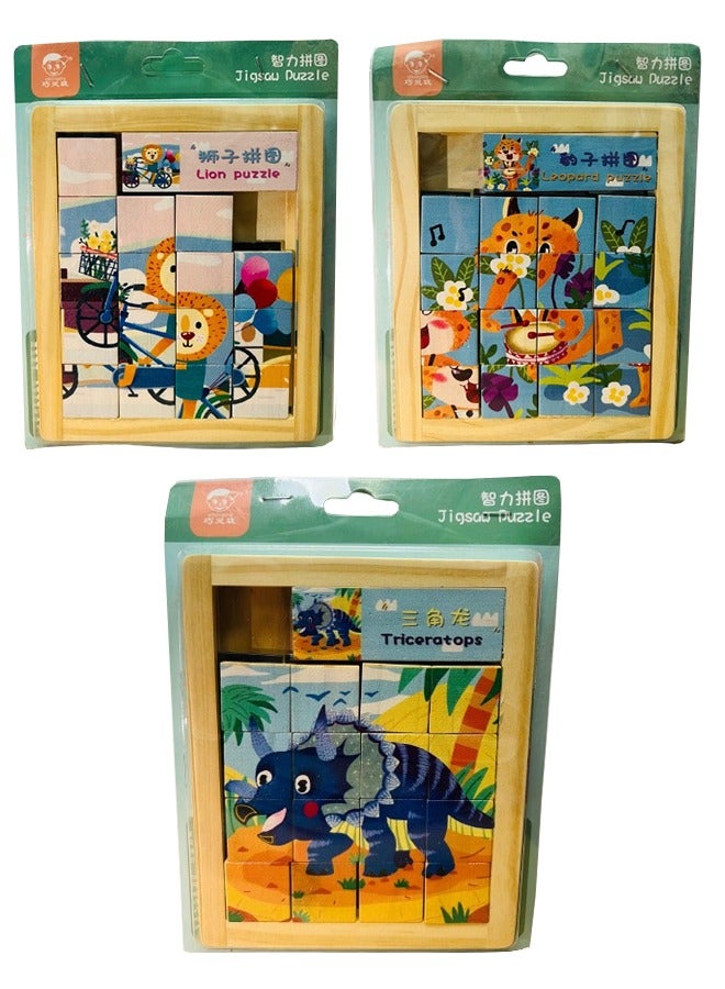 general Wooden Jigsaw Puzzle Set for Toddlers and Kids Pack of 3 Theme Puzzles Educational Learning Toys for Early Childhood Development - Image 1