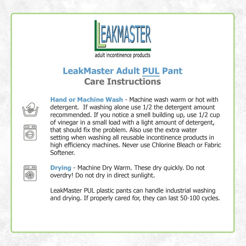 LeakMaster Adult PUL Waterproof Pants - Soft, Quiet, Breathable, Durable Adult Plastic Pants. Generous Cut/Fit for Use with Cloth Diapers - White, Large Best Fits 36-42 Inch Waist (1 Pack) - Image 3