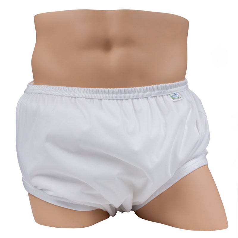 LeakMaster Adult PUL Waterproof Pants - Soft, Quiet, Breathable, Durable Adult Plastic Pants. Generous Cut/Fit for Use with Cloth Diapers - White, Large Best Fits 36-42 Inch Waist (1 Pack) - Image 1