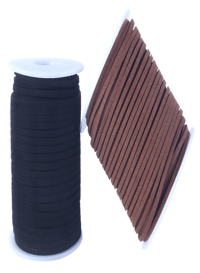 KONMAY 2 Rolls Faux Leather Cord, 100 Yards Black and Brown Suede Leather String Lace for Making of Necklaces, Bracelets,Jewellery,Beading,Gift Wrapping,Crafting,Dreamcatcher - Image 1