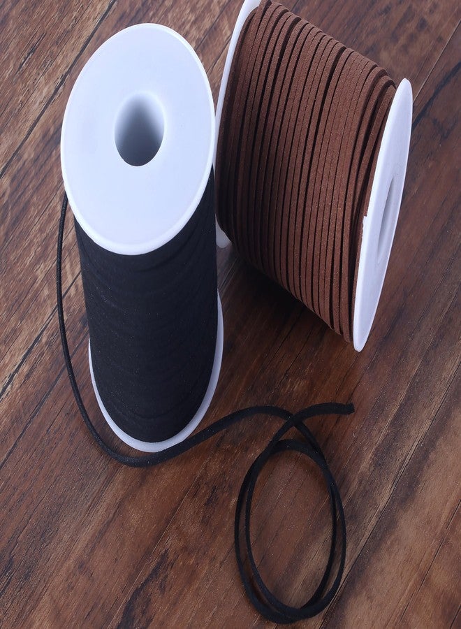 KONMAY 2 Rolls Faux Leather Cord, 100 Yards Black and Brown Suede Leather String Lace for Making of Necklaces, Bracelets,Jewellery,Beading,Gift Wrapping,Crafting,Dreamcatcher - Image 2