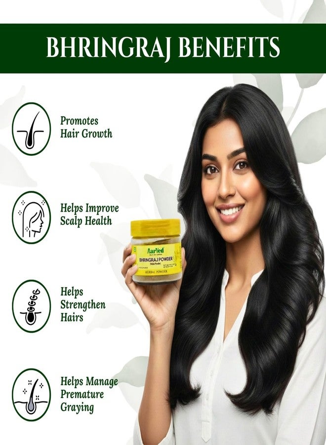 AarVed Bhringraj Powder for Hair Growth (150g, Pack of 1) Pure Ayurvedic Herb No Parabens, No Gluten & No Additive- Internationally Certified - Image 2