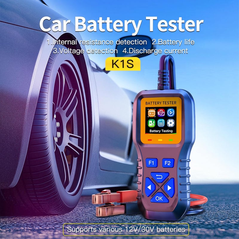 AZIJYV Battery Tester, Car Battery Tester, Battery Load Tester 12V-30V Lead-Acid Battery Digital Automotive Battery Analyzer Can Test Automotive, Electric Vehicle, and Motorcycle Batteries - Image 2