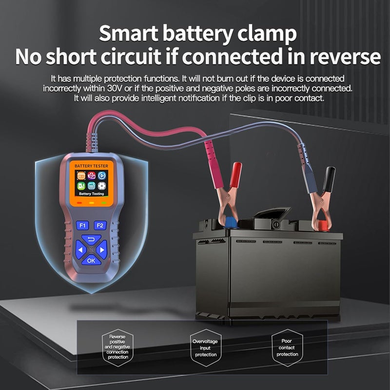 AZIJYV Battery Tester, Car Battery Tester, Battery Load Tester 12V-30V Lead-Acid Battery Digital Automotive Battery Analyzer Can Test Automotive, Electric Vehicle, and Motorcycle Batteries - Image 4