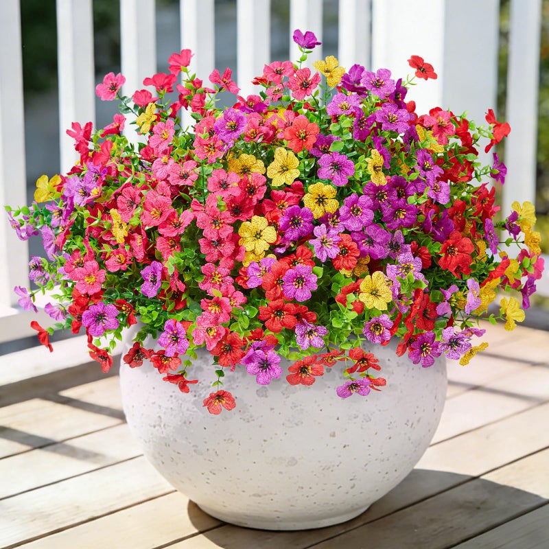 Hrobek Fake Flowers for Outdoors Faux Plants Outside Indoor,UV Resistant Realistic Silk Artificial Daisy for Home Patio Garden Back Yard Front Porch Decor Spring Summer(12 Bunches,4 Multi Colors) - Image 1