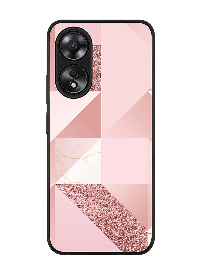 Stylizedd Rugged Black edge case for Oppo A58 4G, Slim fit Soft Case Flexible Rubber Edges Anti Drop TPU Gel Thin Cover- Marble Pink Geometric - Image 1
