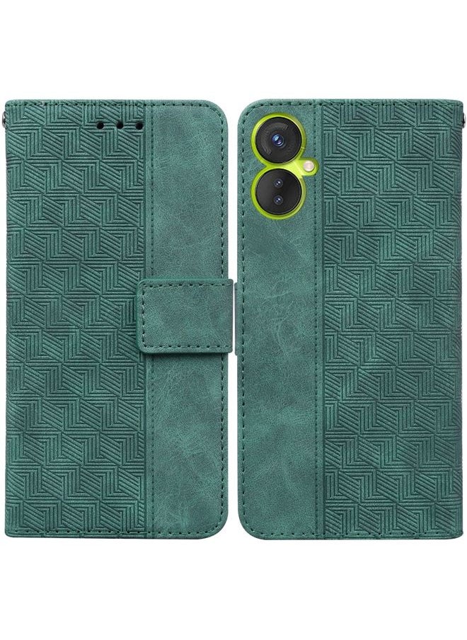 HuHa Case Cover For For Tecno Camon 19 Neo Geometric Embossed Flip Leather Phone Case(Green) 