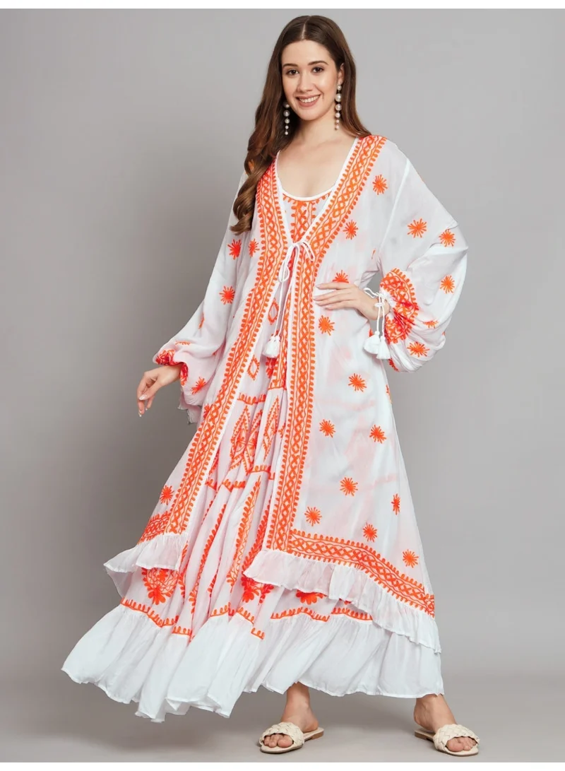 Alaya Hand Embroidered Chikankari Modal Kaftan-AL3605