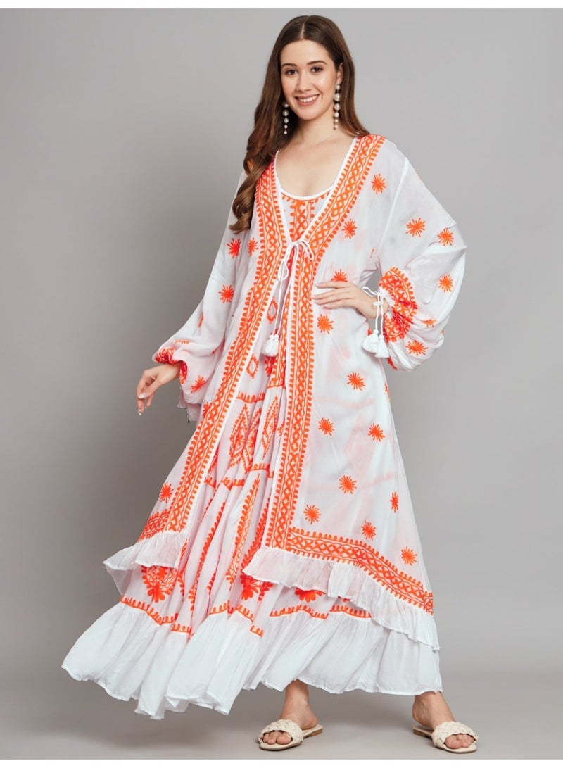 Alaya Hand Embroidered Chikankari Modal Kaftan-AL3605 - Image 1