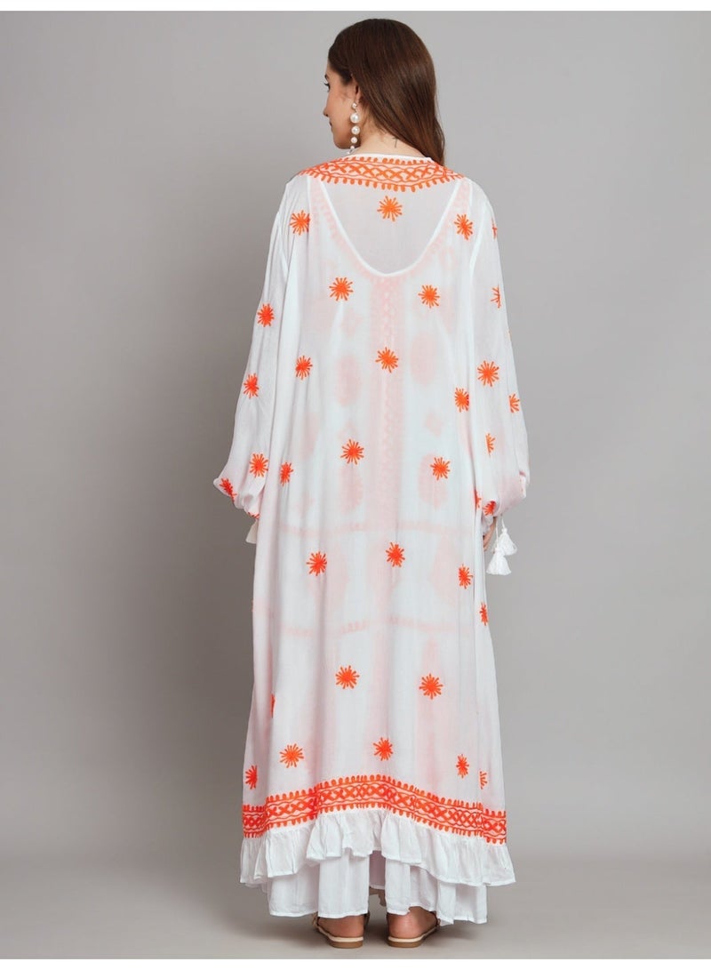 Alaya Hand Embroidered Chikankari Modal Kaftan-AL3605 - Image 2