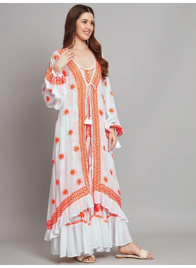Alaya Hand Embroidered Chikankari Modal Kaftan-AL3605 - Image 3