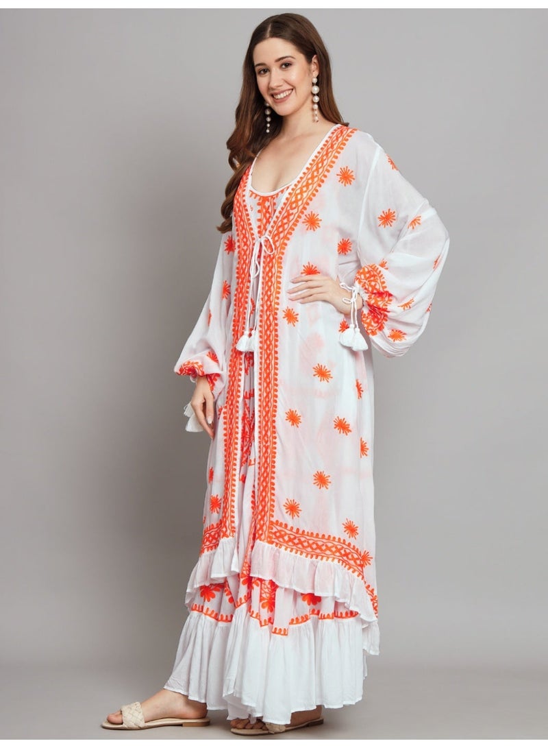Alaya Hand Embroidered Chikankari Modal Kaftan-AL3605 - Image 4