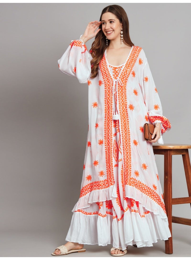 Alaya Hand Embroidered Chikankari Modal Kaftan-AL3605 - Image 5