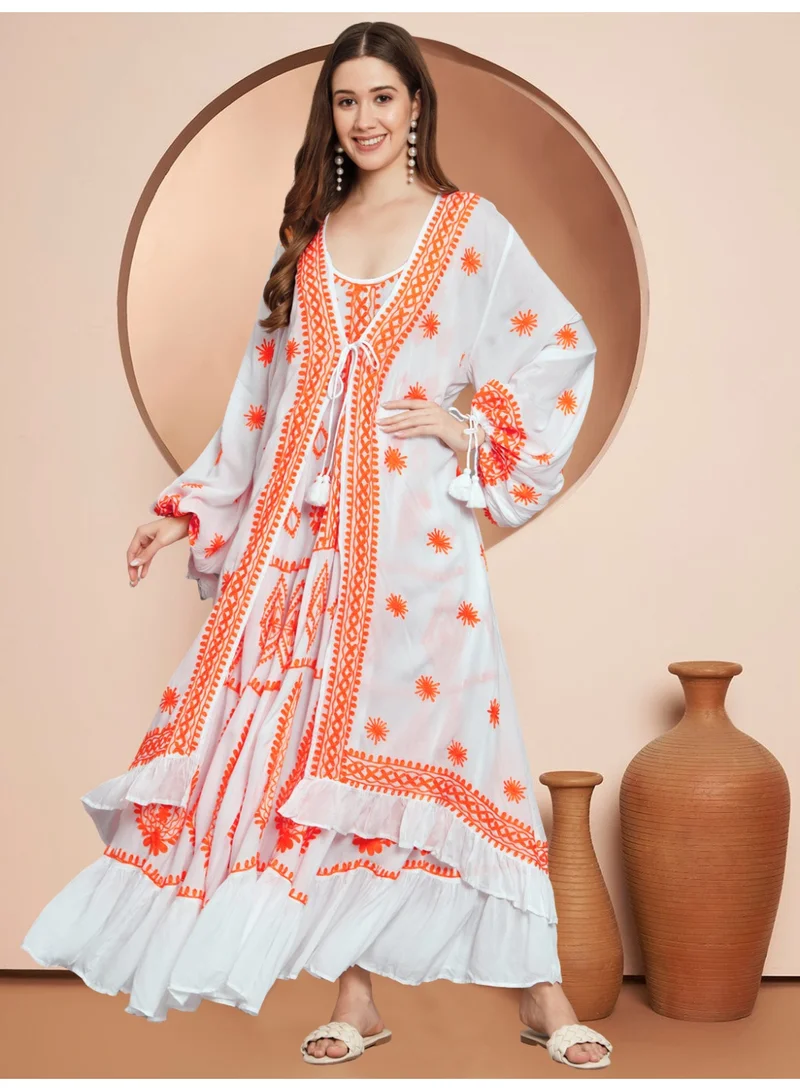 Alaya Hand Embroidered Chikankari Modal Kaftan-AL3605