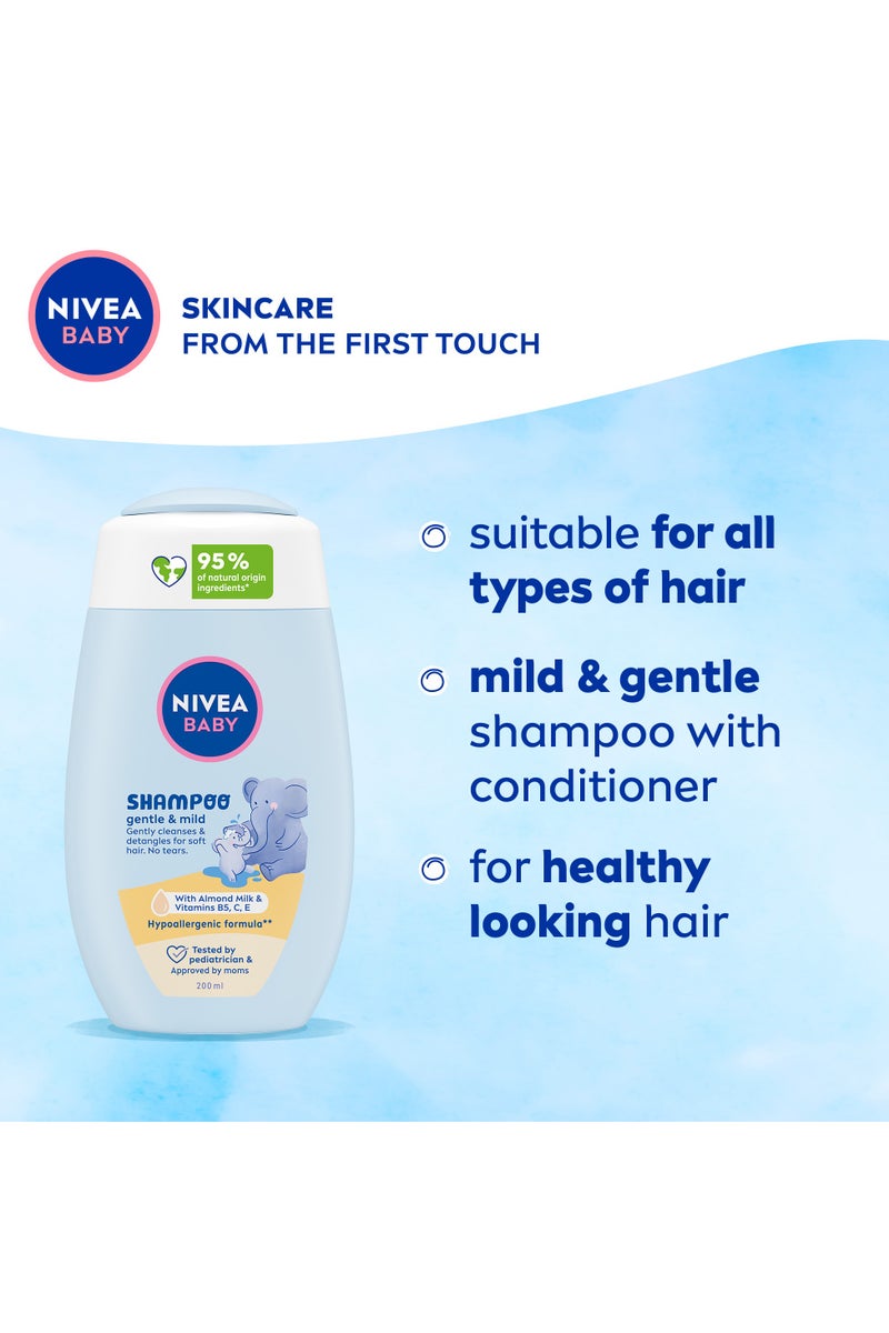 Nivea Baby Gentle And Mild Shampoo With  Almond Milk & Vitamins B5, C, E Pack Of 2 - Image 4