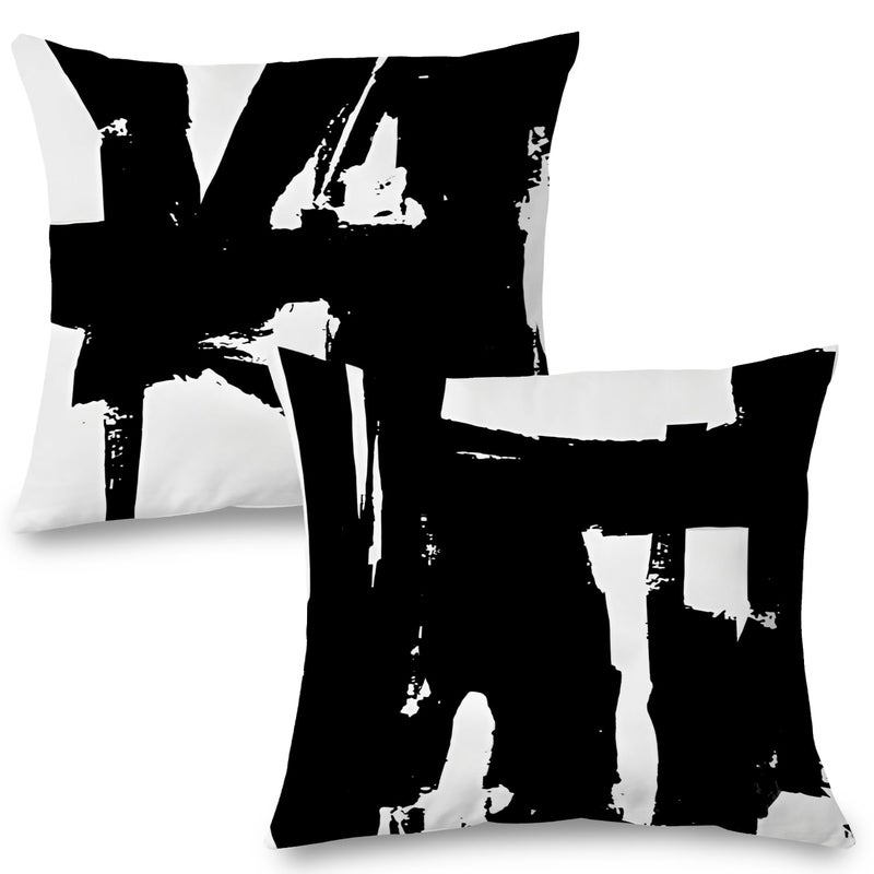 Supwhd Black and White Pillow Covers  Black and White Pillows Cover 24x24  Black and White Throw Pillows Cover Set of 2  Black and White Decorative Pillows for Couch Bed Living Room - Image 1
