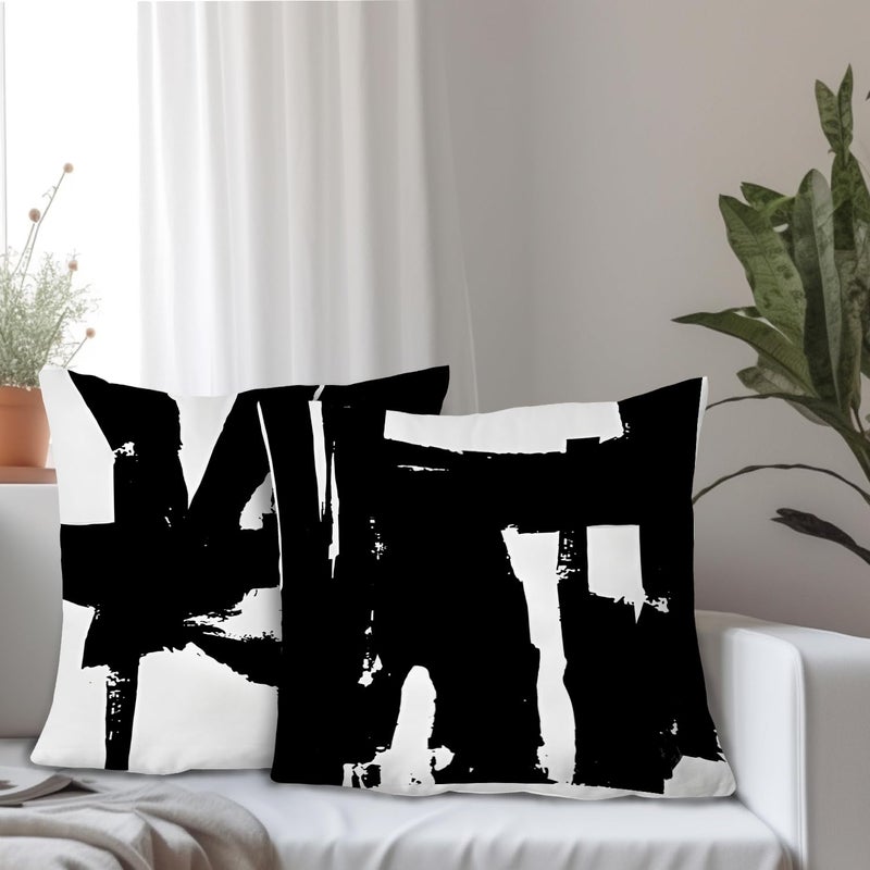 Supwhd Black and White Pillow Covers  Black and White Pillows Cover 24x24  Black and White Throw Pillows Cover Set of 2  Black and White Decorative Pillows for Couch Bed Living Room - Image 2