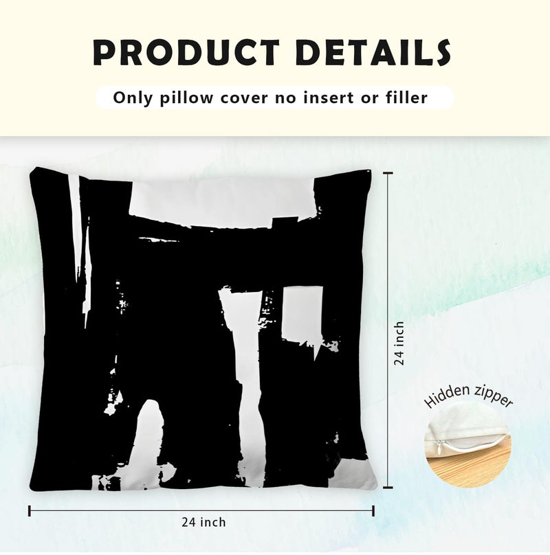 Supwhd Black and White Pillow Covers  Black and White Pillows Cover 24x24  Black and White Throw Pillows Cover Set of 2  Black and White Decorative Pillows for Couch Bed Living Room - Image 5