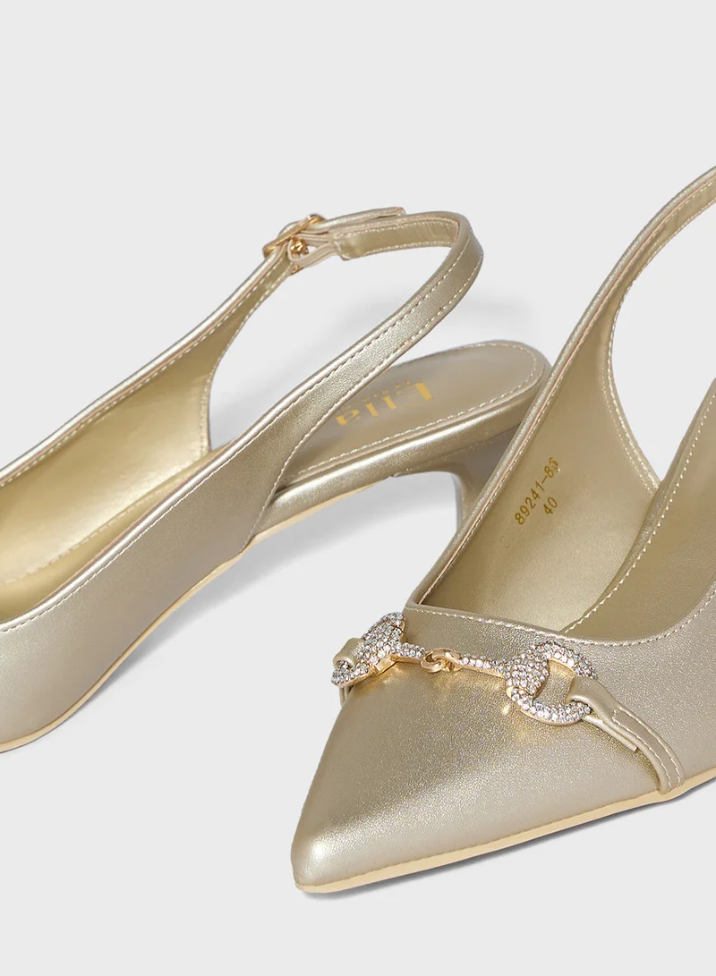 ايلا ليمتد اديشن Horse Bit Diamante Sling Back Pump