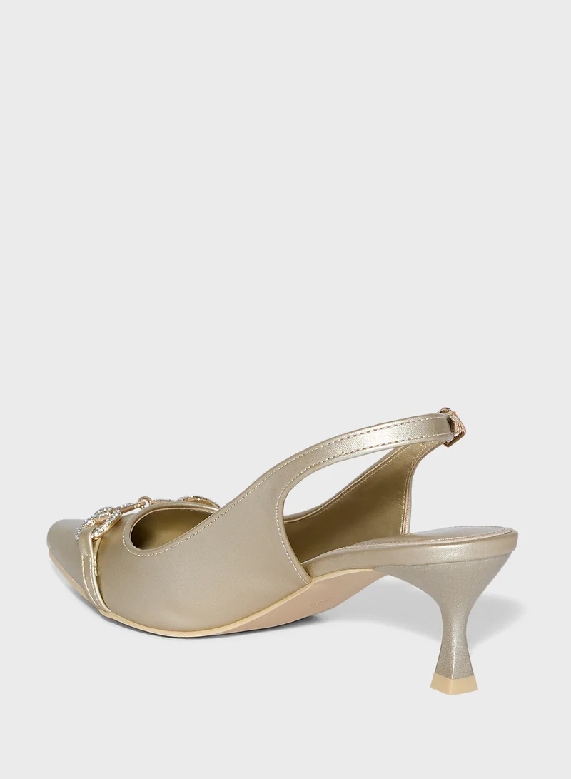 ايلا ليمتد اديشن Horse Bit Diamante Sling Back Pump