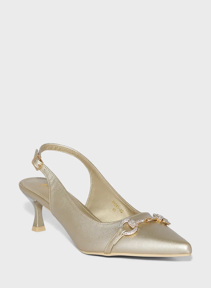 ايلا ليمتد اديشن Horse Bit Diamante Sling Back Pump