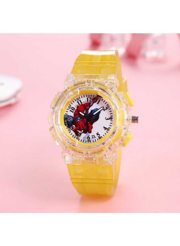 Spider-Man Kids Watch Cartoon Quartz Wristwatch Yellow 
