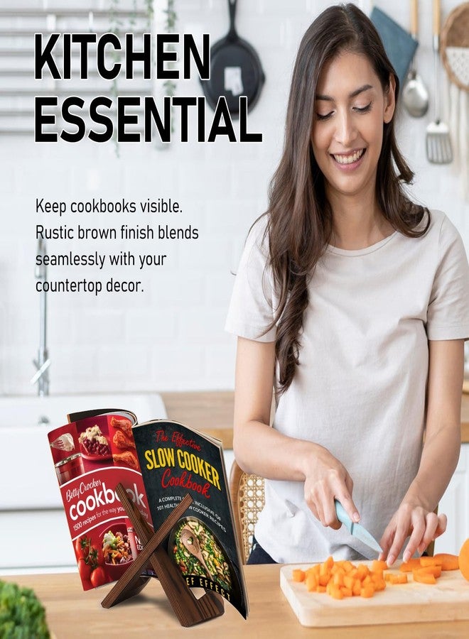 XINYANG Cookbook Stand Rustic Brown, Natural Wood Grain Surface, Detachable for Compact Storage, Decorative Table Top Easel Ideal for Kitchen Counter Use, Holds Cookbooks, Plates & Photos - Image 3