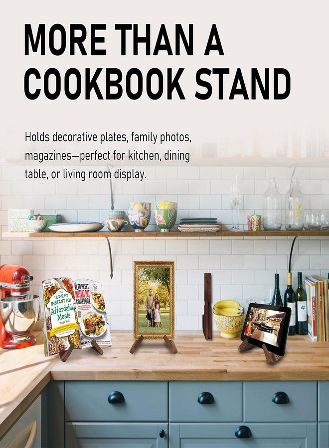 XINYANG Cookbook Stand Rustic Brown, Natural Wood Grain Surface, Detachable for Compact Storage, Decorative Table Top Easel Ideal for Kitchen Counter Use, Holds Cookbooks, Plates & Photos - Image 5