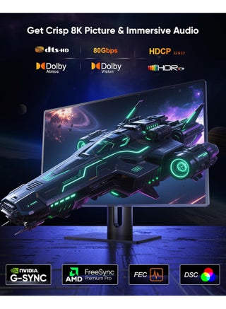 Displayport 2.1 Cable - DP to DP Cable - Support 80Gbps, 16K@60Hz, 8k@120Hz, 4K@240Hz, DSC 1.2a, HDR10, FreeSync, G-Sync for Gaming Monitor, Graphics Card, Computer - Aluminum Alloy Case and Braided Nylon Rope - view 2