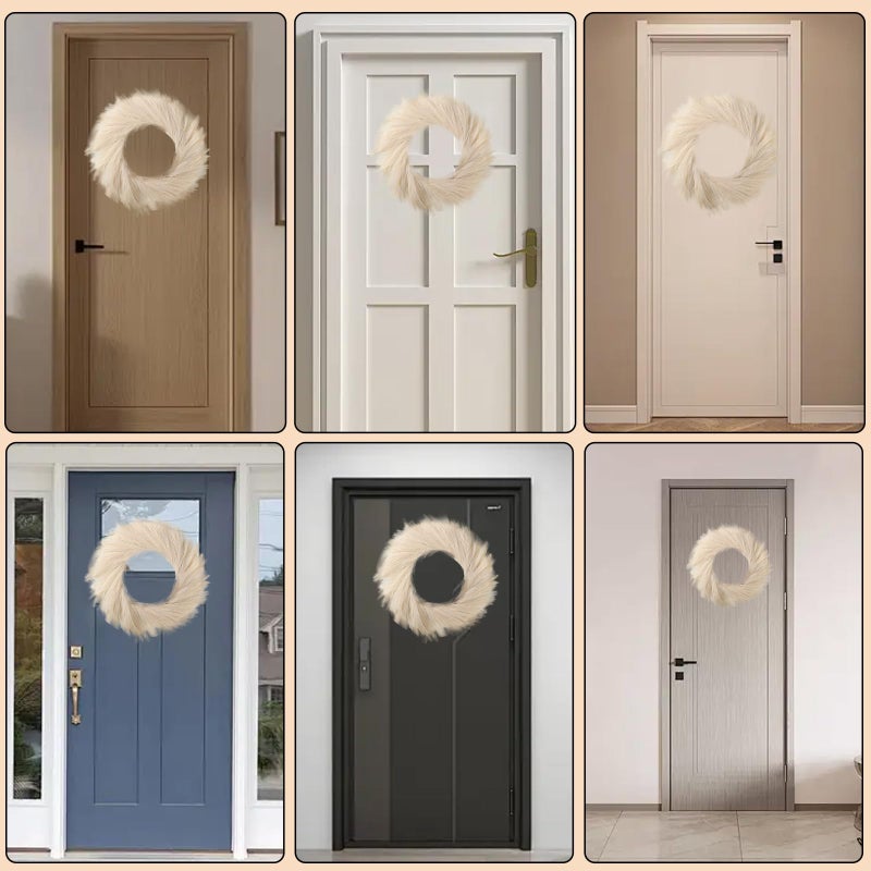 BSOKEIXD 27â€ Beige Pampas Grass Wreath for All Seasons ï¼Œfor Front Door, Porch, Windowï¼Œfor DIY Arrangement Farmhouse Beach Boho Table Centerpieces Bathroom Bedroom Decor Fall - Image 3