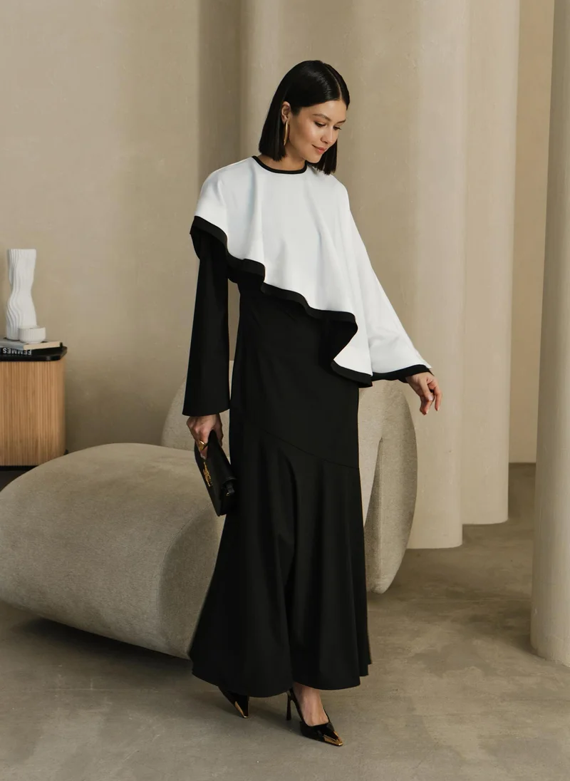 Lichi Maxi dress with contrasting cape