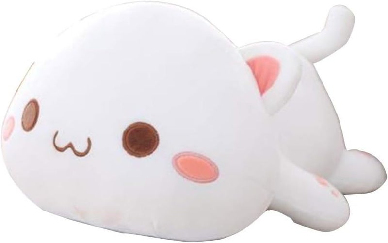 OUKEYI Cute Kitten Plush Toy Stuffed Animal Pet Kitty Soft Anime Cat Plush Pillow, Plush Cat Doll Soft Stuffed Kitten Pillow Doll Toyfor Kids (White) - Image 1
