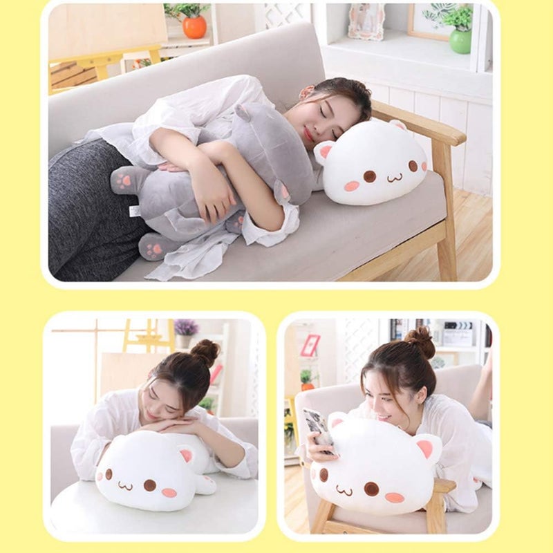 OUKEYI Cute Kitten Plush Toy Stuffed Animal Pet Kitty Soft Anime Cat Plush Pillow, Plush Cat Doll Soft Stuffed Kitten Pillow Doll Toyfor Kids (White) - Image 2