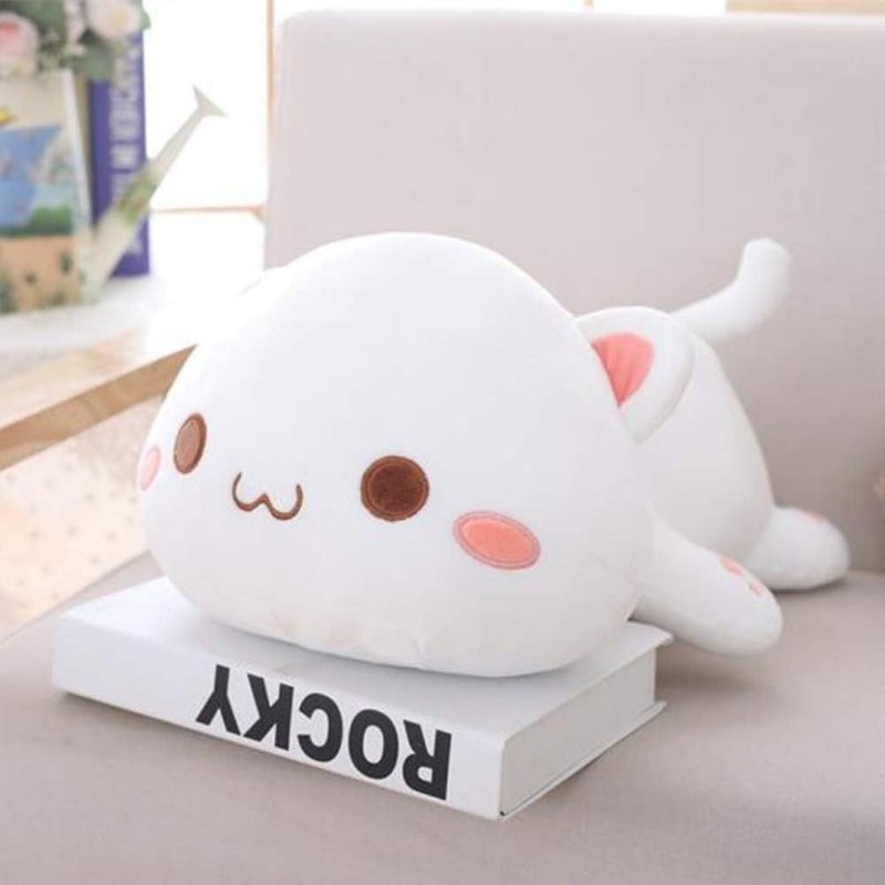 OUKEYI Cute Kitten Plush Toy Stuffed Animal Pet Kitty Soft Anime Cat Plush Pillow, Plush Cat Doll Soft Stuffed Kitten Pillow Doll Toyfor Kids (White) - Image 4