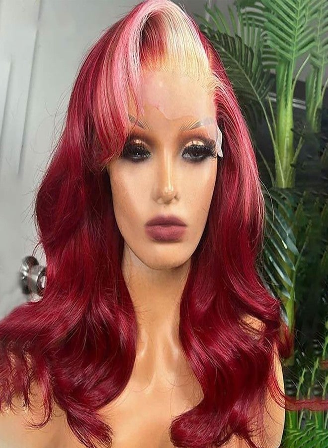 ANDRIA 13X4 HD Lace Front Wigs Pre-Plucked Hairline 16 Inch Body Wave Highlight Blonde Glueless Lace Frontal Wigs with Baby Hair Burgundy Red Short Bob Wig 200% Density Loose Wave Lace Closure Wig - Image 2