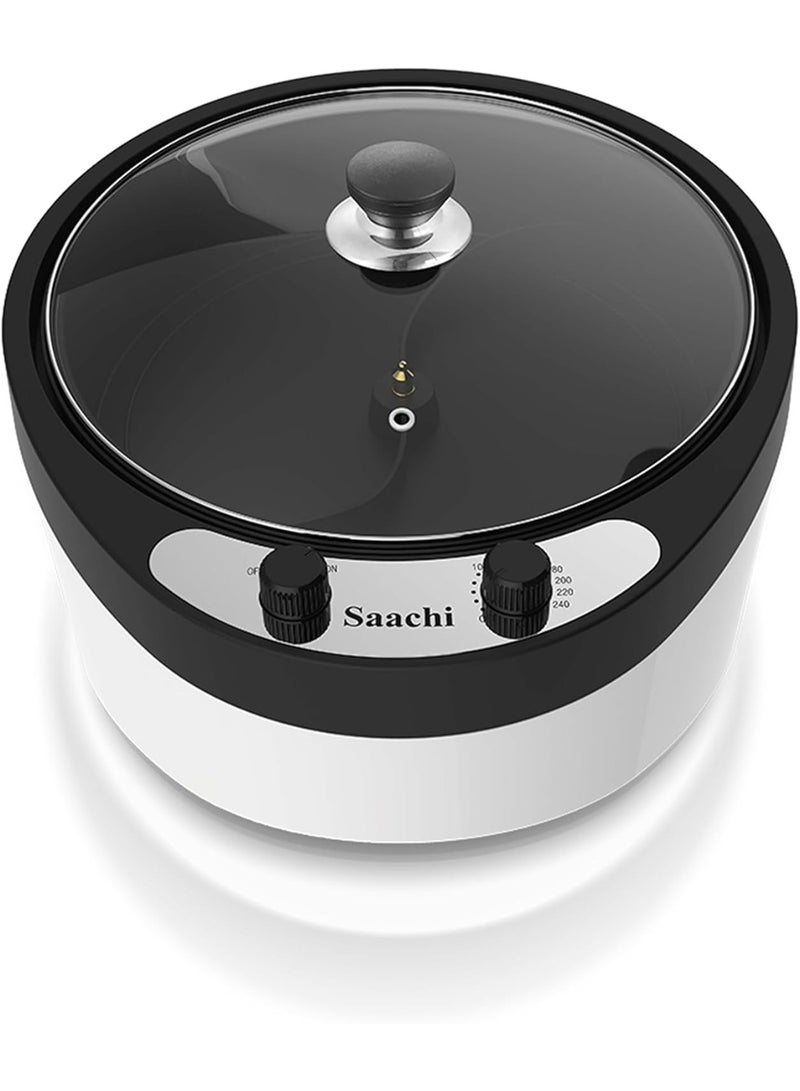 Sachi 800g Coffee Roaster NL-CR-4973-WH, 1200W Electric Coffee Bean Roaster, Tilted Roasting Design, Adjustable Temperature 0-240°C, Glass Viewing Lid - Image 1