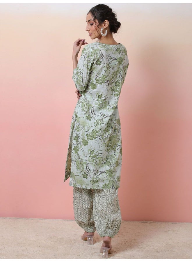 AKS Mint Green Kurta Set with balloon pant  - Image 5