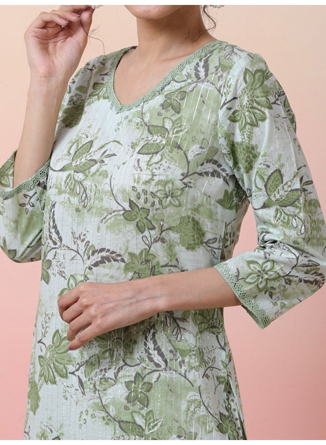 AKS Mint Green Kurta Set with balloon pant  - Image 2