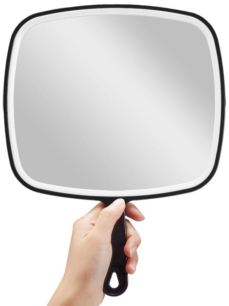 OMIRO Hand Mirror, Extra Large Black Handheld Mirror with Handle, 9" W x 12.4" L - Image 1