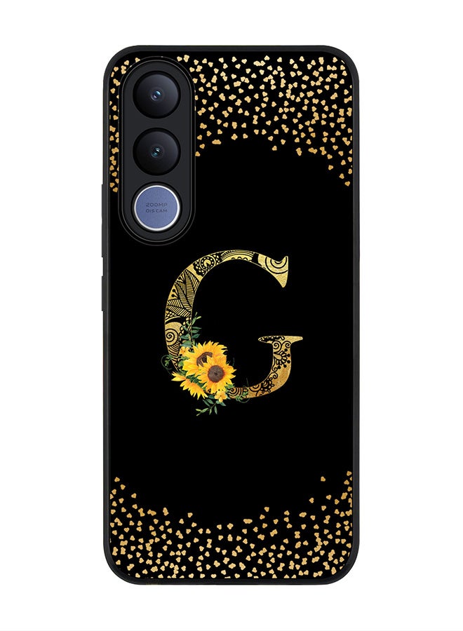 Stylizedd For vivo V70 FE Case,Slim fit Camera Protection, Shockproof Thin Phone cover  - Custom Floral Monogram - G ( Black ) - Image 1