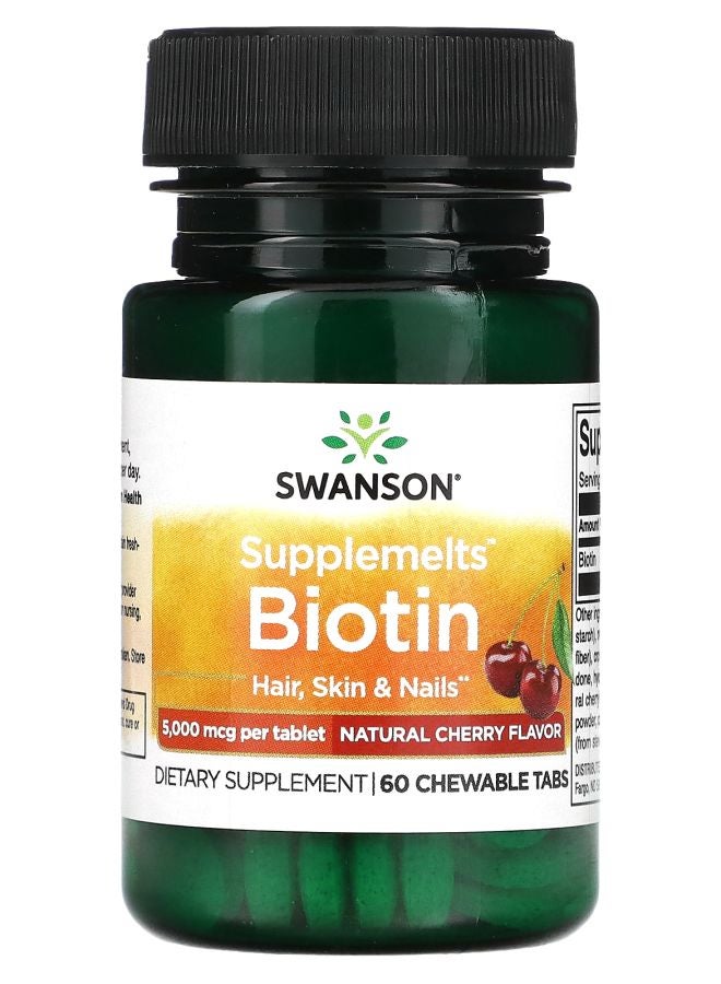 SWANSON Supplemelts Biotin Natural Cherry 5000 mcg 60 Chewable Tabs