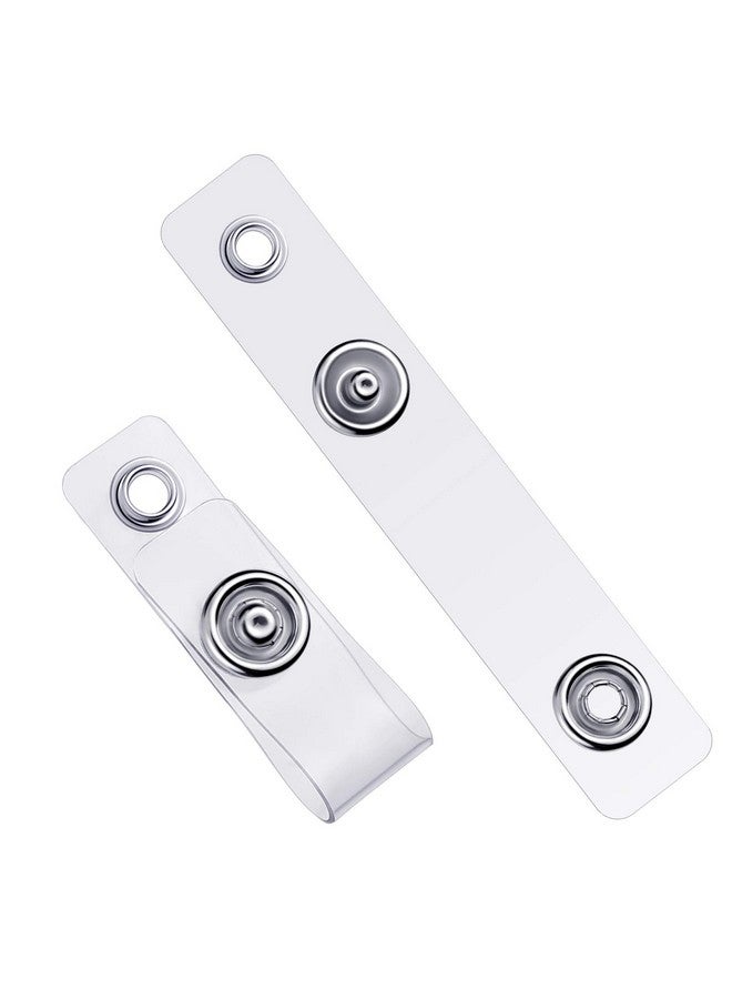 Tenare Clear Id Badge Holder Strap Plastic Badge Strap With Snap And Eyelet Vinyl Badge Clips For Card Holder Lanyards Key Rings (100 Pieces)  - Image 1