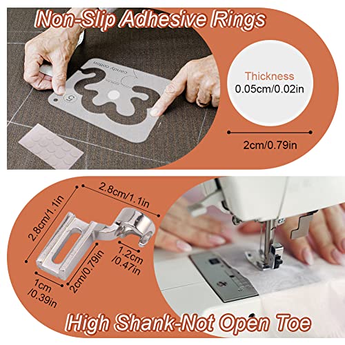 AUMACHEN 14 PCs Free Motion Quilting Template Set Includes 11 Quilting Templates 3mm, High Shank Ruler Foot, Non-Slip Grips, Free Motion Quilting Rulers and Templates for DIY Quilting on Sewing Machine - Image 3